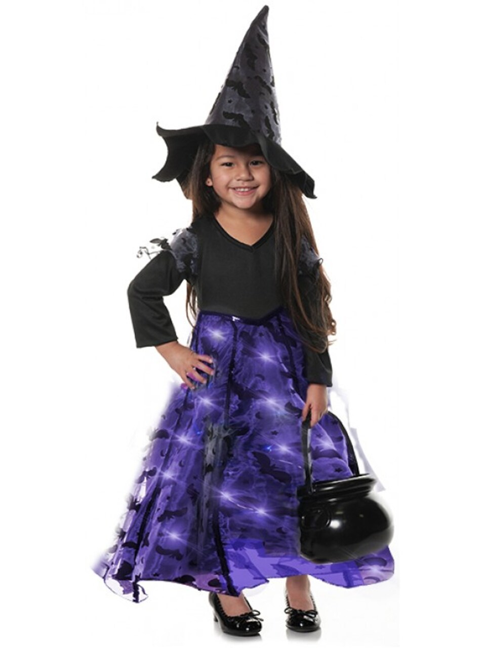 Girl&#x27;s Light Up Purple Witch Costume